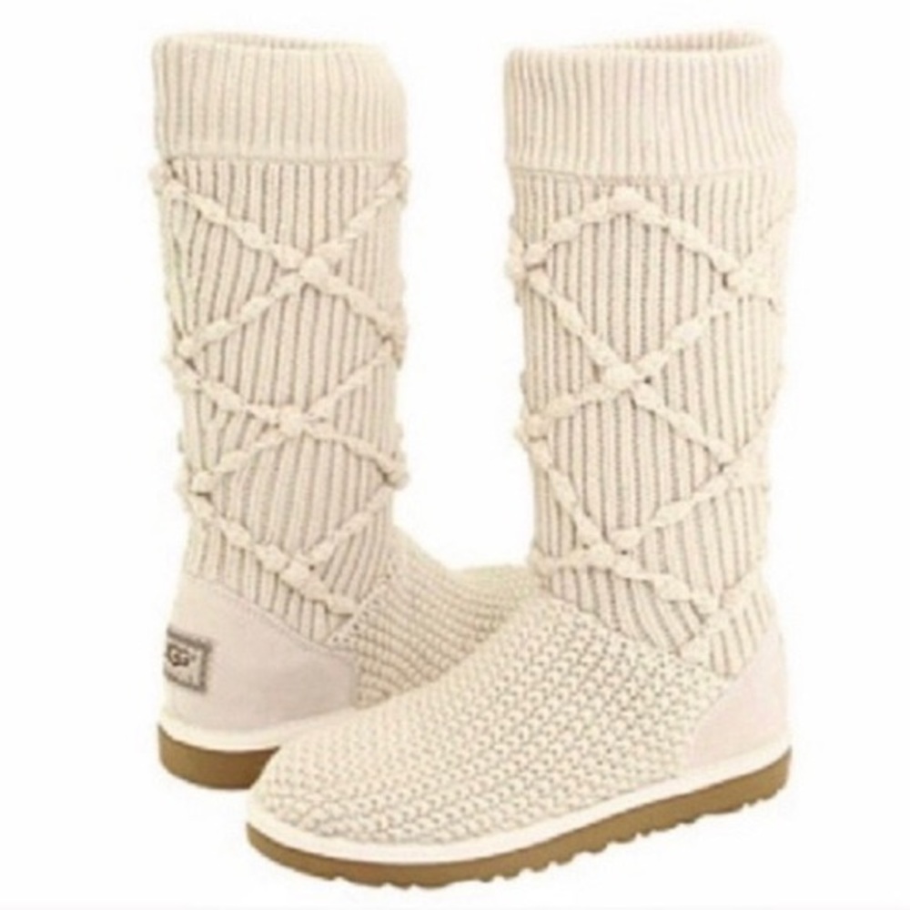 UGG Classic Argyle Knit Cream Boots size 11